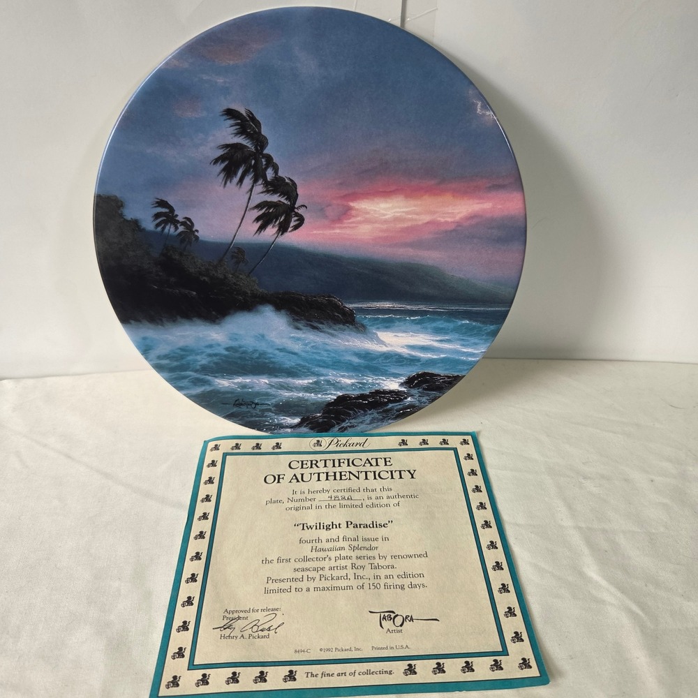 Pickard Roy Tabora Twilight Paradise Hawaiian Splendor Plate 482A COA 1992